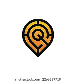 Letra inicial moderna logotipo de ubicación de clavija Q