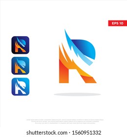 modern initial letter r electric logo. simple icon template design. isolated on white