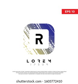 modern initial letter r grunge square logo. modern icon, template design