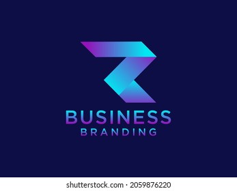 Modern Initial Letter R Logo. Blue  Geometric Shape isolated on Blue Background. Usable for Business and Branding Logos. Flat Vector Logo Design Template Elements.