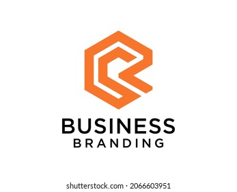 Modern Initial Letter R Logo. Orange Geometric Shape isolated on White Background. Usable for Business and Branding Logos. Flat Vector Logo Design Template Elements.