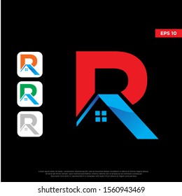 modern initial letter r real estate logo. simple icon template design