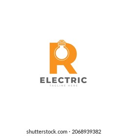 Modern Initial Letter R Smart Light Bulb Logo Design Vector Graphic Icon Template