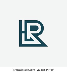 Letra inicial moderna logotipo de monograma RH o HR