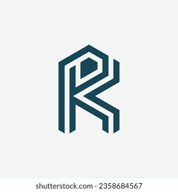 Letra inicial moderna logotipo de monograma RK o KR