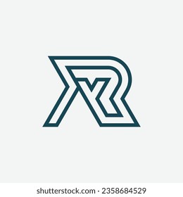 Letras iniciales modernas logotipo de monograma RY o YR