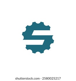 modern initial letter S gear mechanical logo design