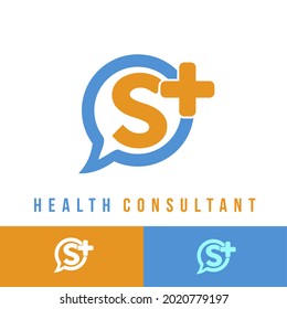 Modern Initial Letter s for Health Medicine Consultation Logo. Asking Clinic Medical Health Care Support Consultant Service Logo Deign Concept
