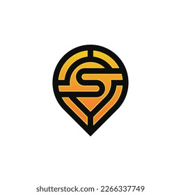 Modern initial letter S pin location map logo