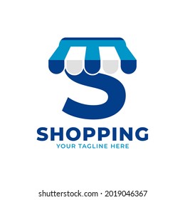 Modern Initial Letter S Shop and Market Logo Vector Illustration. Perfect for Ecommerce, Sale, Discount or Store Web Element