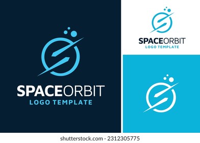 Modern Initial Letter S Space circular planet orbit with moving star or Comet Asteroid Meteor logo design