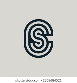 Modern initial letter SC or CS monogram logo