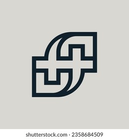Modern initial letter SH or HS monogram logo