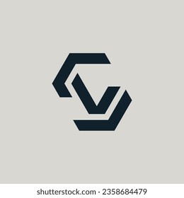Letra inicial moderna logotipo en monograma SV o VS