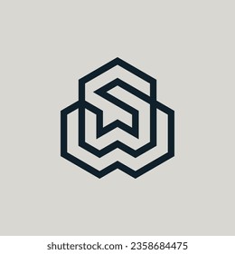 Modern initial letter SW or WS monogram logo