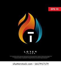 modern initial letter t fire logo. simple icon, template design