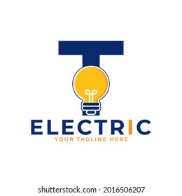 Modern Initial Letter T Smart Light Bulb Logo Design Vector Graphic Icon Template