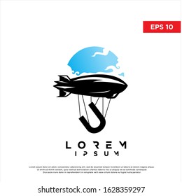 modern initial letter u airship logo. simple icon, template design