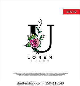 modern initial letter u floral logo. simple icon, template design