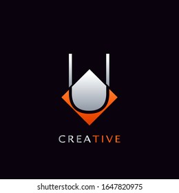 Carta inicial moderna Concepto de diseño vectorial del logotipo geométrico del polígono U Rhombus.