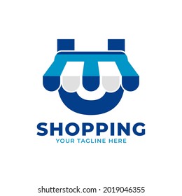Ilustración de vectores con logotipo de mercado y tienda de letras iniciales modernas. Perfecto para Ecommerce, Venta, Descuento o Almacenar elemento Web