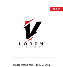 modern initial letter v cut style logo. simple icon, template design