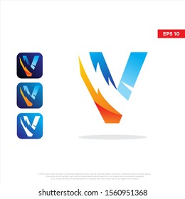 modern initial letter v electric logo. simple icon template design. isolated on white