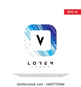 modern initial letter v grunge square logo. modern icon, template design