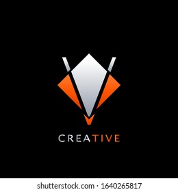 Modern Initial Letter V  Rhombus Polygon  Geometric  Logo  vector design concept.