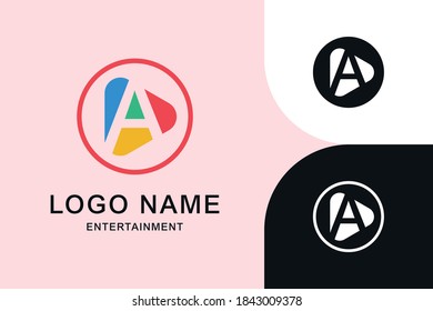 Modern Initial letter A Video Media Play icon logo concept template. Digital Technology company