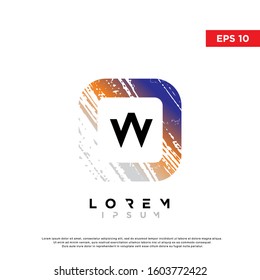 modern initial letter w grunge square logo. modern icon, template design