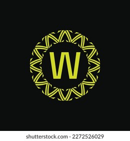 letra inicial moderna emblema de ornamento natural emblema de W logotipo de medalla