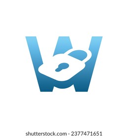 modern initial letter W padlock logo