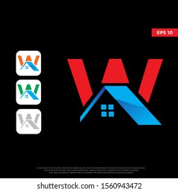 modern initial letter w real estate logo. simple icon template design