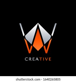 Modern Initial Letter W  Rhombus Polygon  Geometric  Logo  vector design concept.