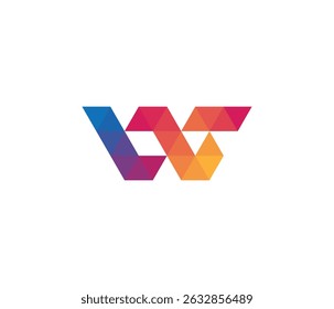 Modern Initial Letter W with simple low poly triangle polygon logo design Abstract geometric shape, futuristic logo,  abstract logo, poly, modern, w, tech