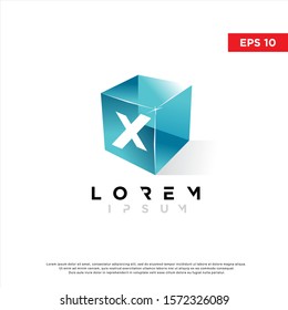 modern initial letter x in a cube logo. 3d icon, template design