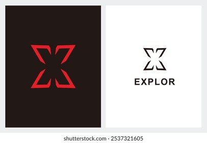 Modern Initial Letter X Explore Modern Stylish Sport Red logo design illustration
