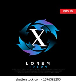 modern initial letter x feather logo. clean icon, template design