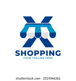 Modern Initial Letter X Shop and Market Logo Vector Illustration. Perfect for Ecommerce, Sale, Discount or Store Web Element