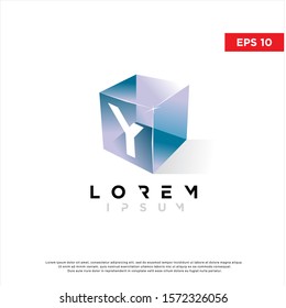 modern initial letter y in a cube logo. 3d icon, template design