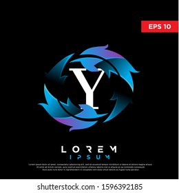 modern initial letter y feather logo. clean icon, template design