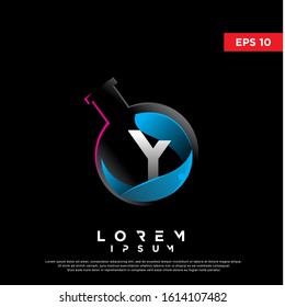 modern initial letter y inside botlle lab logo. simple icon, template design