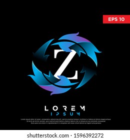 modern initial letter z feather logo. clean icon, template design