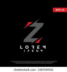modern initial letter z slice style logo in black background. simple icon, template design
