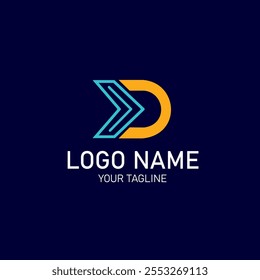 Marcas iniciales modernas con un diseño abstracto de letra D para un logotipo