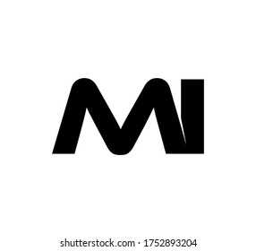 Modern Initial logo 2 black simple MI letters