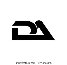 Modern Initial logo 2 letters black vector DA