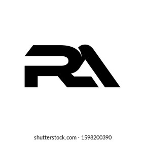 Modern Initial logo 2 letters black vector RA