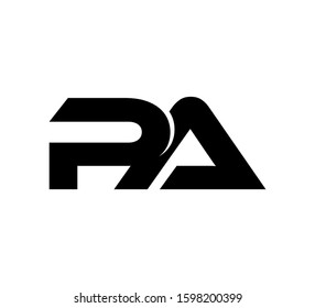 Modern Initial logo 2 letters black vector PA